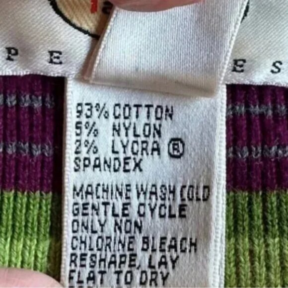 Talbots Striped V-Neck 3/4 Sleeve Sweater Size Purple Green Petite Small - Picture 6 of 6